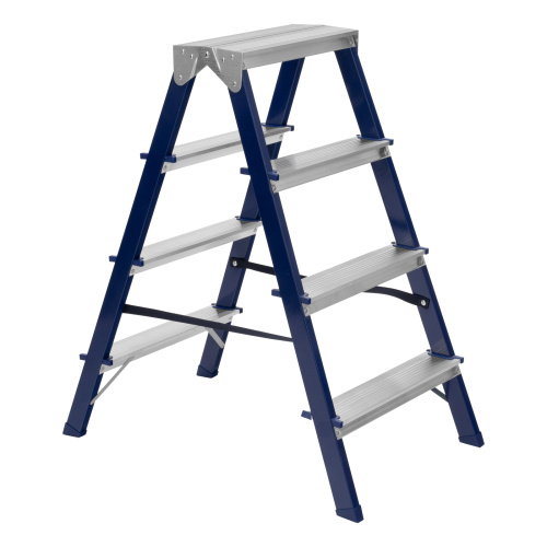 Стремянка двусторонняя 4 ступени, стальная, Сибртех по ценам производителя в Москве с доставкой по всей России