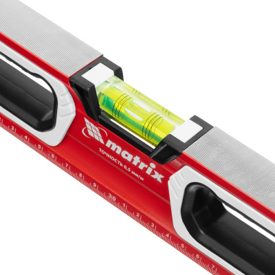 Уровень алюминиевый, магнит, фрезерованный, 3 глазка (1 зеркальный) двухкомпонентные рукоятки, 600 мм Matrix по ценам производителя в Москве с доставкой по всей России