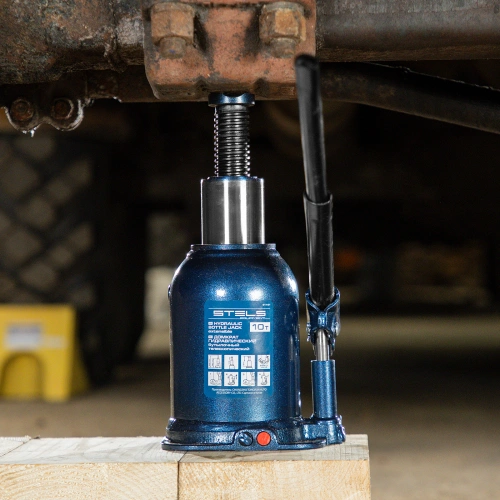 Домкрат гидравлический бутылочный телескопический, 10 т, подъем 180-430 мм Stels по ценам производителя в Москве с доставкой по всей России