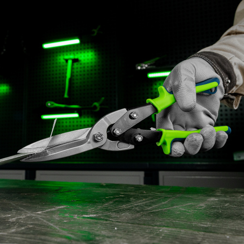 Ножницы по металлу, удлиненные, 285 мм, пряморежущие, двухкомпонентные обрезиненные рукоятки Сибртех по ценам производителя в Москве с доставкой по всей России