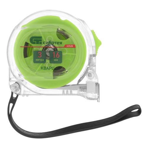 Рулетка Кварц,прозрачный корпус,амортизатор,3 м х 16 мм Сибртех по ценам производителя в Москве с доставкой по всей России