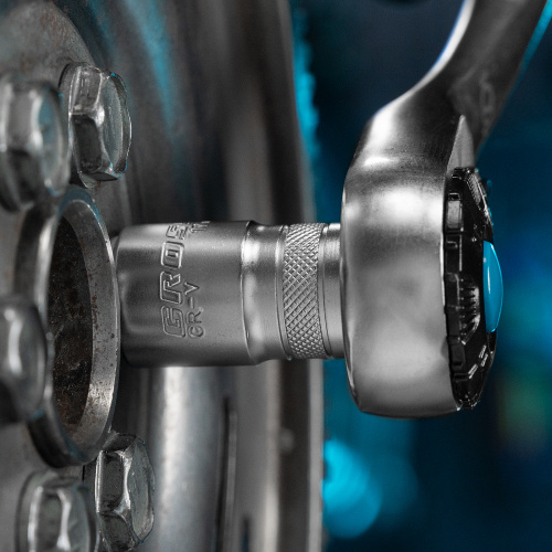 Набор торцевых головок, трещотка 120 зубьев, 1/2", CrV, 12 предметов Gross по ценам производителя в Москве с доставкой по всей России