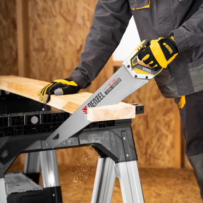 Ножовка по дереву, 450 мм, 9 TPI, зуб 3D, металлопластиковая рукоятка Denzel купить в Москве с доставкой по всей России | ProtosMarket.ru