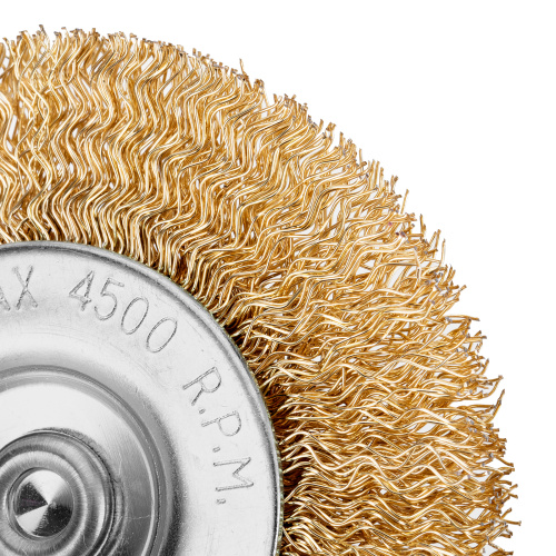 Щетка для дрели, 75 мм, плоская со шпилькой, латунированная витая проволока Matrix по ценам производителя в Москве с доставкой по всей России