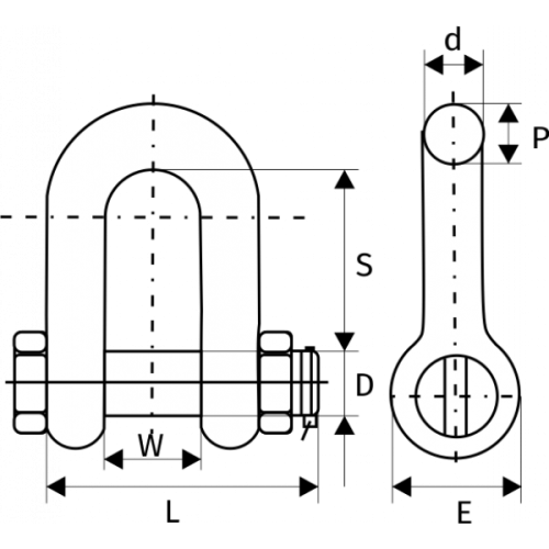 Скоба прямая  17 т, G2150, с гайкой и шплинтом размер 1 - 1/2 по ценам производителя в Москве с доставкой по всей России