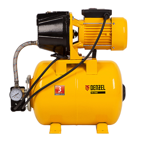 Насосная станция PS1100С, 1100 Вт, 4500 л/ч, ресивер 24 л, подъем 46 м, чугун Denzel по ценам производителя в Москве с доставкой по всей России