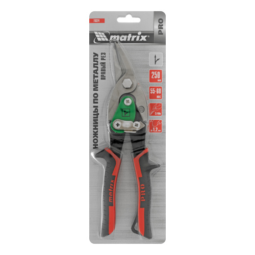 Ножницы по металлу, 250 мм, правый рез, сталь CRMO, двухкомпонентные рукоятки, PRO Matrix по ценам производителя в Москве с доставкой по всей России