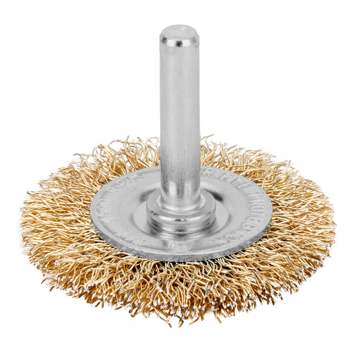 Щетка для дрели, 50 мм, плоская со шпилькой, латунированная витая проволока Matrix по ценам производителя в Москве с доставкой по всей России