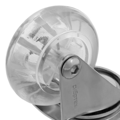 Колесо ПУ прозрачное поворотное d-50 мм, крепление платформенное Сибртех по ценам производителя в Москве с доставкой по всей России