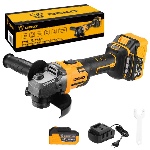 Углошлифовальная машина бесщеточная DEKO DKAG-125, 20В, 2*4.0Ач по ценам производителя в Москве с доставкой по всей России