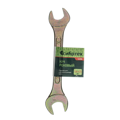 Ключ рожковый, 14 х 15 мм, желтый цинк Сибртех по ценам производителя в Москве с доставкой по всей России