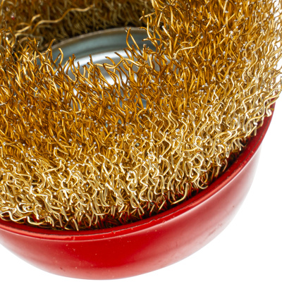 Щетка для УШМ, 65 мм, М14, "чашка", латунированная витая проволока Matrix по ценам производителя в Москве с доставкой по всей России