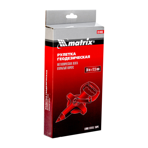 Рулетка геодезическая, 30 м х 12,5 мм, металлическая лента, открытый корпус Matrix по ценам производителя в Москве с доставкой по всей России