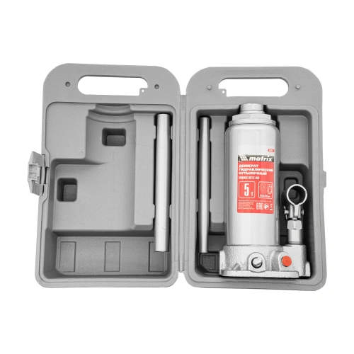 Домкрат гидравлический бутылочный, 5 т, высота подъема 216-413 мм, в пластиковый кейсе Matrix по ценам производителя в Москве с доставкой по всей России