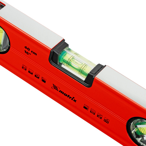 Уровень алюминиевый магнитный, 400 мм, фрезерованный, 3 глазка (1 зеркальный) усиленный Matrix по ценам производителя в Москве с доставкой по всей России