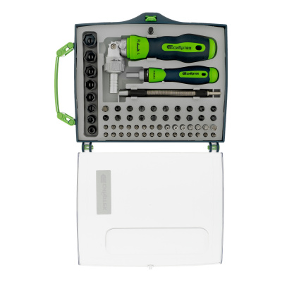 Отвертки реверсивные с набором бит, торцевых головок, 61 предмет, CrV Сибртех по ценам производителя в Москве с доставкой по всей России