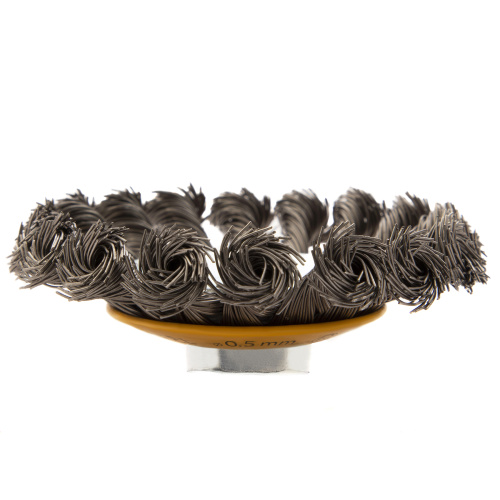 Щетка для УШМ, 100 мм, "Тарелка", крученая нержавеющая проволока 0.5 мм, М14 Denzel по ценам производителя в Москве с доставкой по всей России