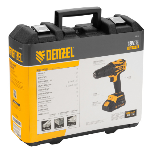 Дрель-шуруповерт аккумуляторная ударная бесщет CIDB-18-02, Li-Ion, 18 В Denzel по ценам производителя в Москве с доставкой по всей России