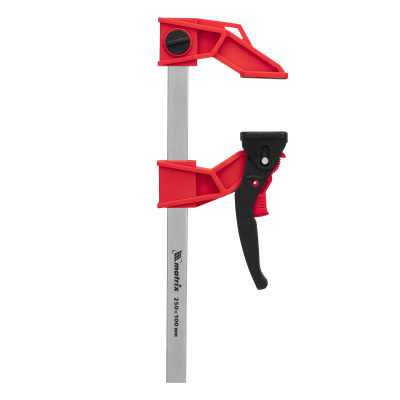 Струбцина реечная быстрозажимная, усиленная, пластиковый корпус рычажно-храповой механизм, 250 х 100 х 401 мм, штанга 5 х 22 мм Matrix по ценам производителя в Москве с доставкой по всей России