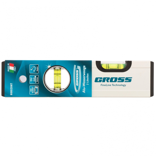 Уровень алюминиевый, 200 мм, фрезерованный, 2 глазка, магнитный Gross по ценам производителя в Москве с доставкой по всей России