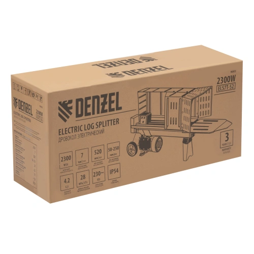 Дровокол электрический ELS7T-52, 2300 Вт, сила раскола 7т, макс. размеры полена D250 x 520 мм Denzel по ценам производителя в Москве с доставкой по всей России