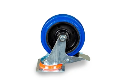 Колесо поворотное из эластичной резины MW100 125 мм с тормозом по ценам производителя в Москве с доставкой по всей России