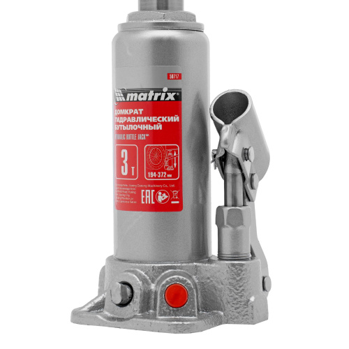 Домкрат гидравлический бутылочный, 3 т, высота подъема 194-372 мм Matrix купить в Москве с доставкой по всей России | ProtosMarket.ru