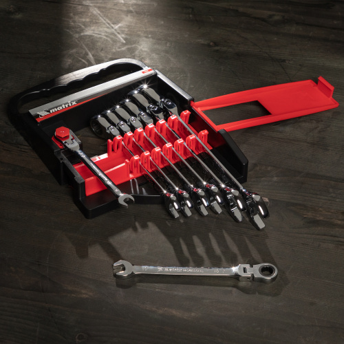 Набор ключей комбинированных, трещеточных шарнирных 8 шт Matrix по ценам производителя в Москве с доставкой по всей России