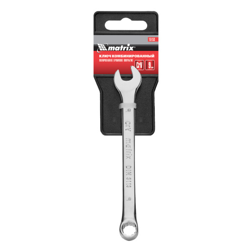 Ключ комбинированный, 9 мм, CrV, полированный хром Matrix по ценам производителя в Москве с доставкой по всей России