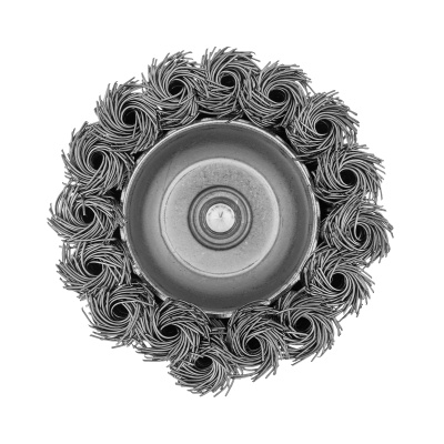 Щетка для дрели, 65 мм, Чашка, со шпилькой, нержавеющая крученая проволока Denzel по ценам производителя в Москве с доставкой по всей России