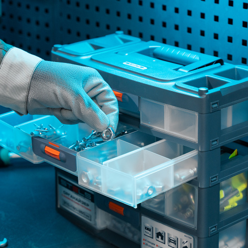 Органайзер для хранения с выдвижными лотками 310х150х260мм, 4 секции, пластик Stels по ценам производителя в Москве с доставкой по всей России