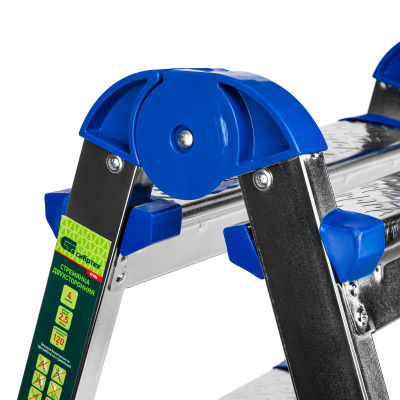 Стремянка двухсторонняя 4 ступени, сталь профиль, стальные ступени, Сибртех по ценам производителя в Москве с доставкой по всей России