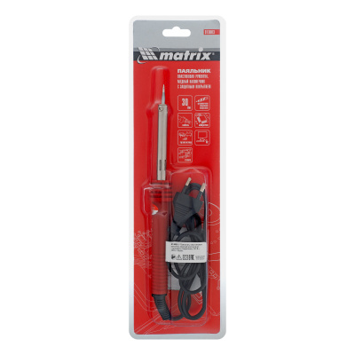 Паяльник, пластиковая рукоятка, медный наконечник с долговечным защитным покрытием, 220 В, 30 W Matrix по ценам производителя в Москве с доставкой по всей России