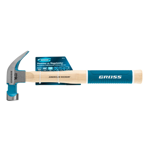 Молоток-гвоздодер, 450 г, угол 45, магнит, обрезиненная рукоятка American hickory GROSS по ценам производителя в Москве с доставкой по всей России