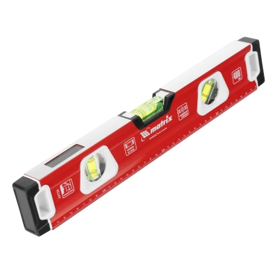 Уровень алюминиевый, магнит, фрезерованный, 3 глазка (1 зеркальный) 400 мм Matrix