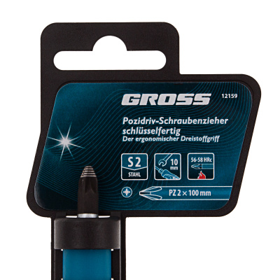 Отвертка PZ2 x 100 мм, S2, трехкомпонентная ручка Gross по ценам производителя в Москве с доставкой по всей России
