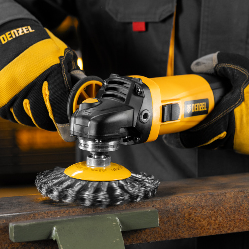 Щетка для УШМ, 125 мм, "Тарелка", крученая нержавеющая проволока 0.5 мм, М14 Denzel по ценам производителя в Москве с доставкой по всей России