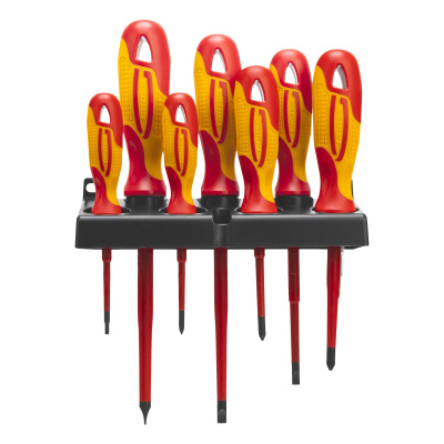 Набор отверток диэлектрических до 1000 В, 8 шт, тестер, CrMo, двухкомпонентные рукоятки Gross по ценам производителя в Москве с доставкой по всей России