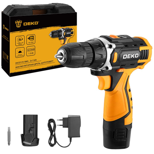Аккумуляторная дрель-шуруповерт DEKO DKCD12V в кейсе, 12В, 2х1.5Ач по ценам производителя в Москве с доставкой по всей России