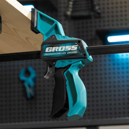 Струбцина реечная, быстрозажимная, пистолетного типа, пошаговый механизм, пластиковый корпус, 600мм Gross по ценам производителя в Москве с доставкой по всей России