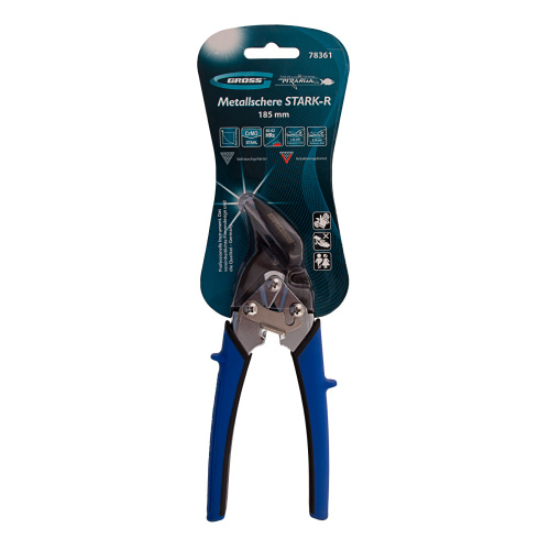 Ножницы по металлу "Piranha", 185 мм, прямой и правый рез, сталь СrM, двухкомпонентные рукоятки Gross по ценам производителя в Москве с доставкой по всей России