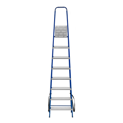 Стремянка, 8 ступеней, стальной профиль, алюминиевые ступени Сибртех по ценам производителя в Москве с доставкой по всей России