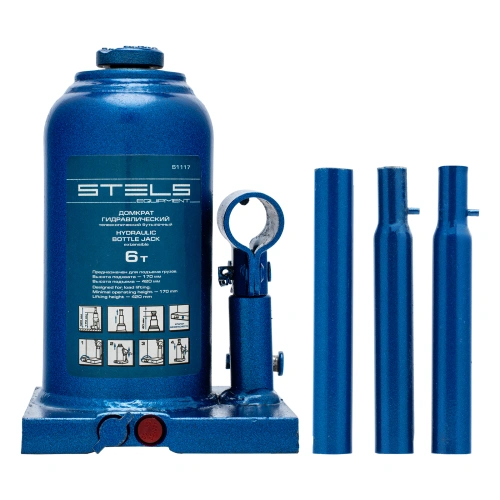 Домкрат гидравлический бутылочный телескопический, 6 т, H подъема 170-420 мм Stels по ценам производителя в Москве с доставкой по всей России