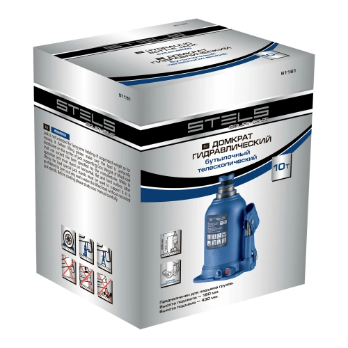 Домкрат гидравлический бутылочный телескопический, 10 т, подъем 180-430 мм Stels по ценам производителя в Москве с доставкой по всей России