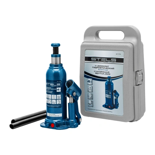 Домкрат гидравлический бутылочный, 4 т, h подъема 188-363 мм, в пластиковом кейсе Stels по ценам производителя в Москве с доставкой по всей России