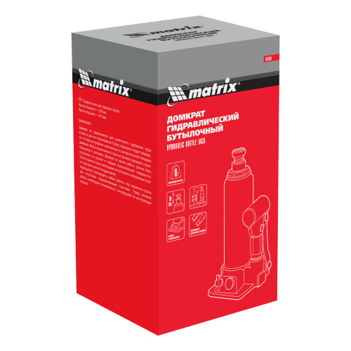 Домкрат гидравлический бутылочный, 8 т, h подъема 230-457 мм Matrix по ценам производителя в Москве с доставкой по всей России