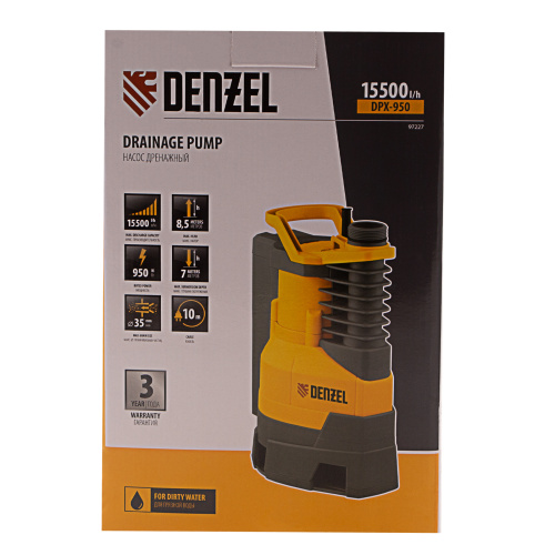 Дренажный насос DPХ950, Х-Pro, 950 Вт, подъем 8.5 м, 15500 л/ч Denzel по ценам производителя в Москве с доставкой по всей России
