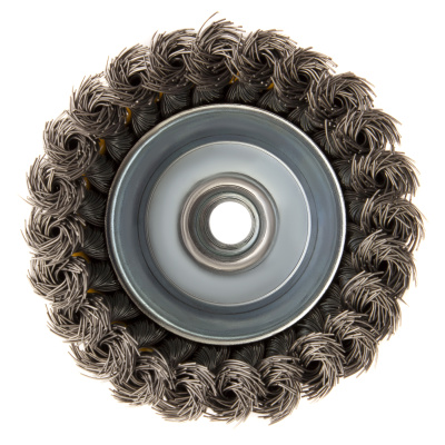 Щетка для УШМ, 100 мм, "Чашка", крученая нержавеющая проволока 0.5 мм, М14 Denzel по ценам производителя в Москве с доставкой по всей России