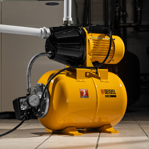 Насосная станция PS1100С, 1100 Вт, 4500 л/ч, ресивер 24 л, подъем 46 м, чугун Denzel по ценам производителя в Москве с доставкой по всей России