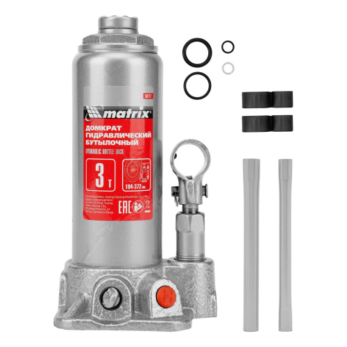 Домкрат гидравлический бутылочный, 3 т, высота подъема 194-372 мм Matrix купить в Москве с доставкой по всей России | ProtosMarket.ru